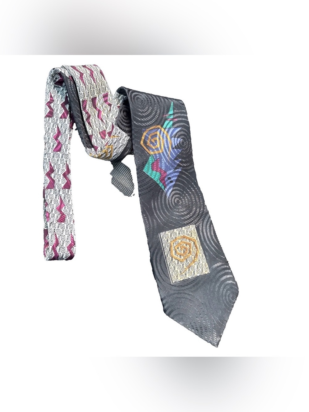 Impact‎ Groove Thing Tie Polyester Retro Design Black Polyester Made In USA 80s